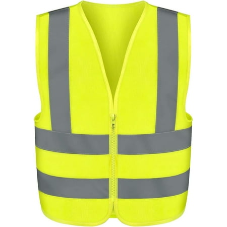NEIKO 54071A Safety Vest Size 4XL for Adults High Visibility Vest with Reflective Strips Neon Yellow Vest Zipper Front Reflective Vest For Men and Women Work Vest Security Vest and Hi Vis