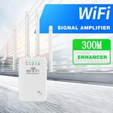xaoyunyn 300Mbps WiFi Range Extender with 4 External Antennas 2.4GHz Signal Booster Beamforming Technology WPA2 Encryption Ideal for HD Streaming and Online Gaming Easy Setup White