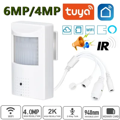 Tuya 6mp Mini wifi Camera 4MP PIR Style Indoor Onvif Built-in Audio TF Card Slot IPC Vision 48pcs