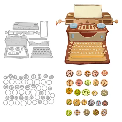 MangoCraft Vintage Typewriter And Alphabet Cutting Dies DIY Scrapbooking Supplies Metal Dies Knife