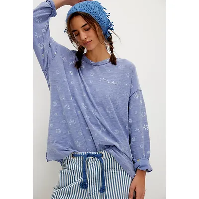 We The Free Backyard Tee at Free People in Blue Combo, Size: Small