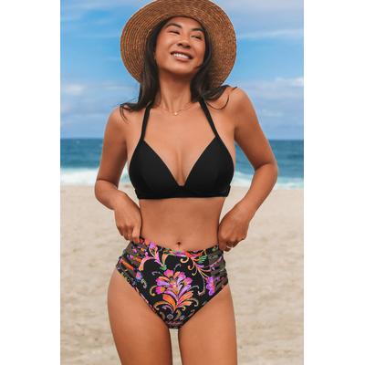 Black Mesh Electric Glow Paisley Bikini Set