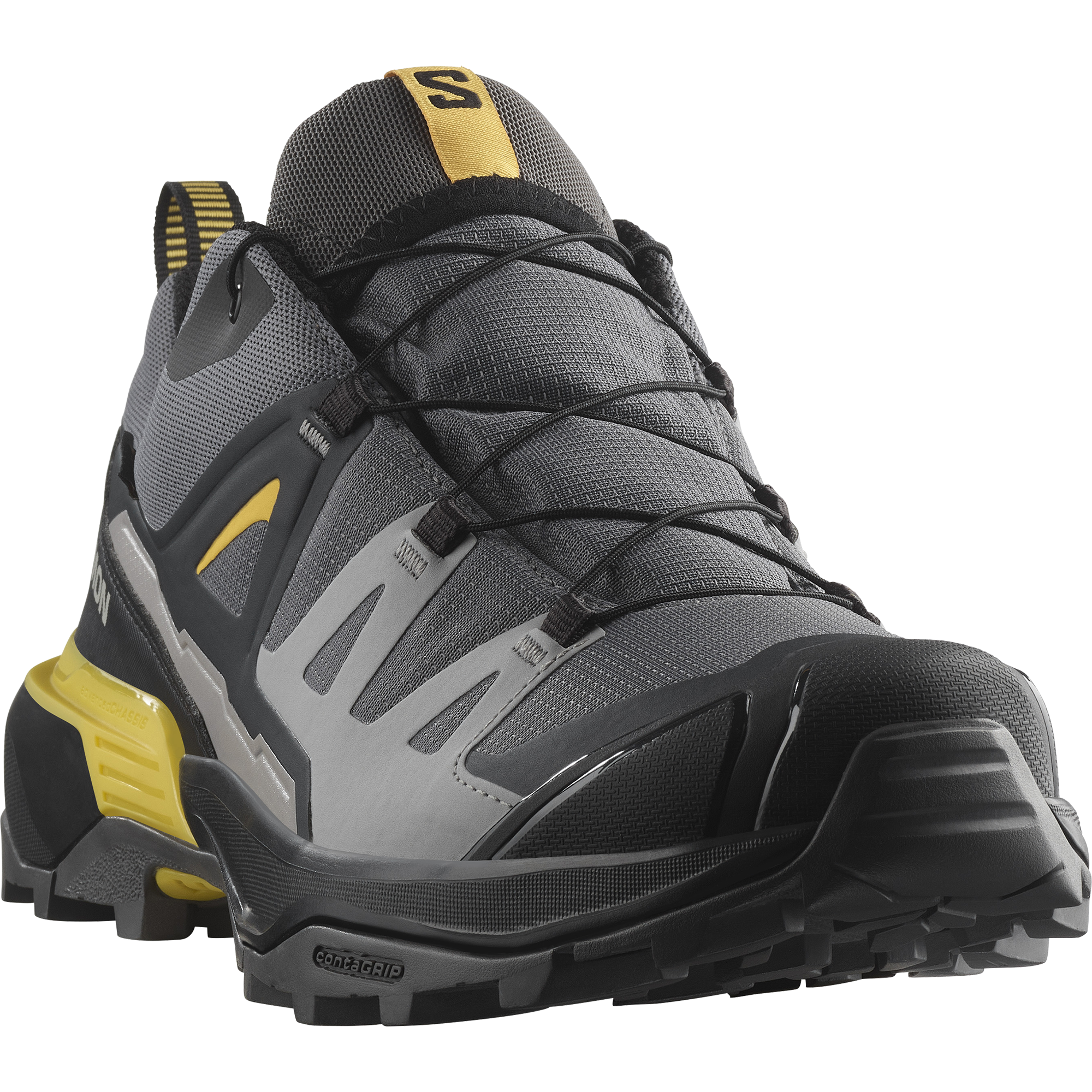 Wanderschuh SALOMON "X ULTRA 360 GORE-TEX", Damen, Gr. 45, castlerock, schwarz, spicy mustard, Synthetik, Textil, Schuhe Wanderschuh, wasserdicht
