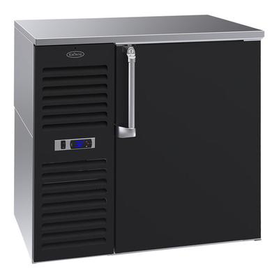 Krowne BS36L-BSS-R 36" Black Solid Door Back Bar Refrigerator with Stainless Steel Top and Left Side Compressor