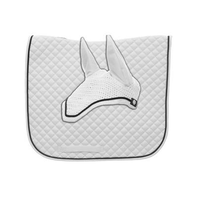 Equinavia Voss Dressage Saddle Pad & Bonnet Set, White/Black, Horse