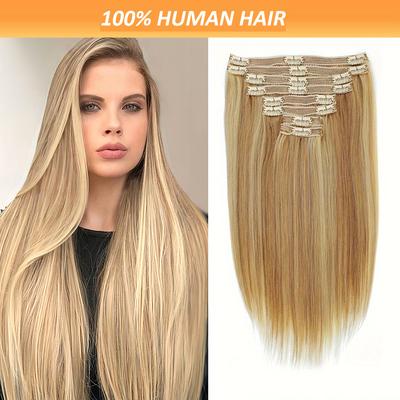TEMU Hair Clip-in Extensions For Women - Double Weft, No Shedding, -free, Strong Clips, Comfortable & Breathable Image