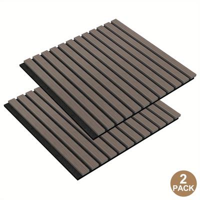 TEMU 2 Set Of Wooden Panels Wall Panels Wood Veneer And Felt Interior Decoration Sound-absorbing (60 X 60cm/120x60cm, White Oak/black/brown) Image