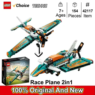 LEGO 42117 Technic Race Plane Toy to Jet Aeroplane 2 in 1 Stunt Model Building Set for Kids, 7 Plus Years Old, Gift Idea