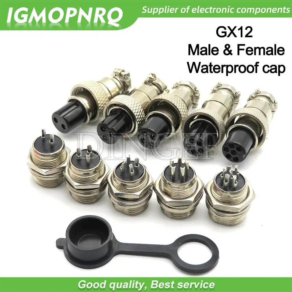 Gx12 2p 3p 4p 5p 6p männlich weiblich 12mm kreisförmige Luftfahrt buchse Stecker Draht verkleidung Kabelst ecker Kunststoff kappe wasserdichte Kappe Image