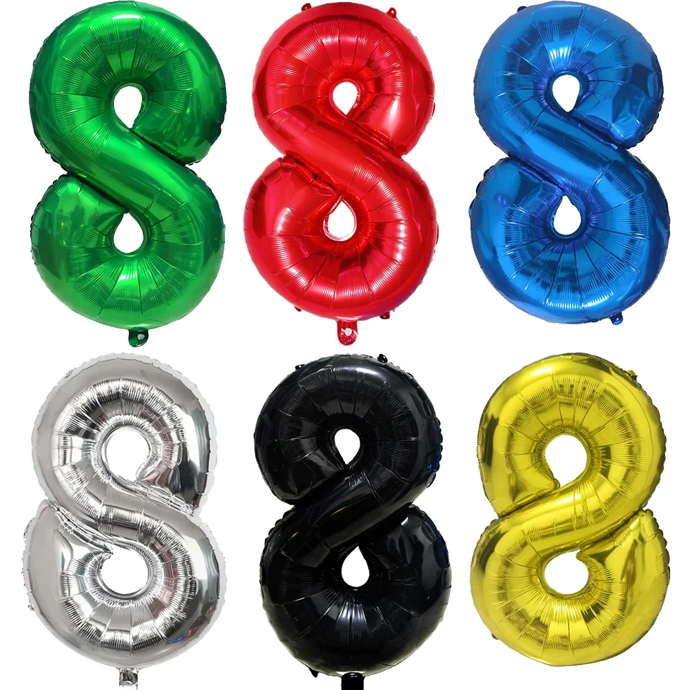 Mehrfarbige große Zahlen 8 Ballon 32 Zoll 1 2 3 4 5 6 7 8 9 Geburtstagskugel Rote Ziffer Bachelorette Ballons Figur Golob Ballons Image