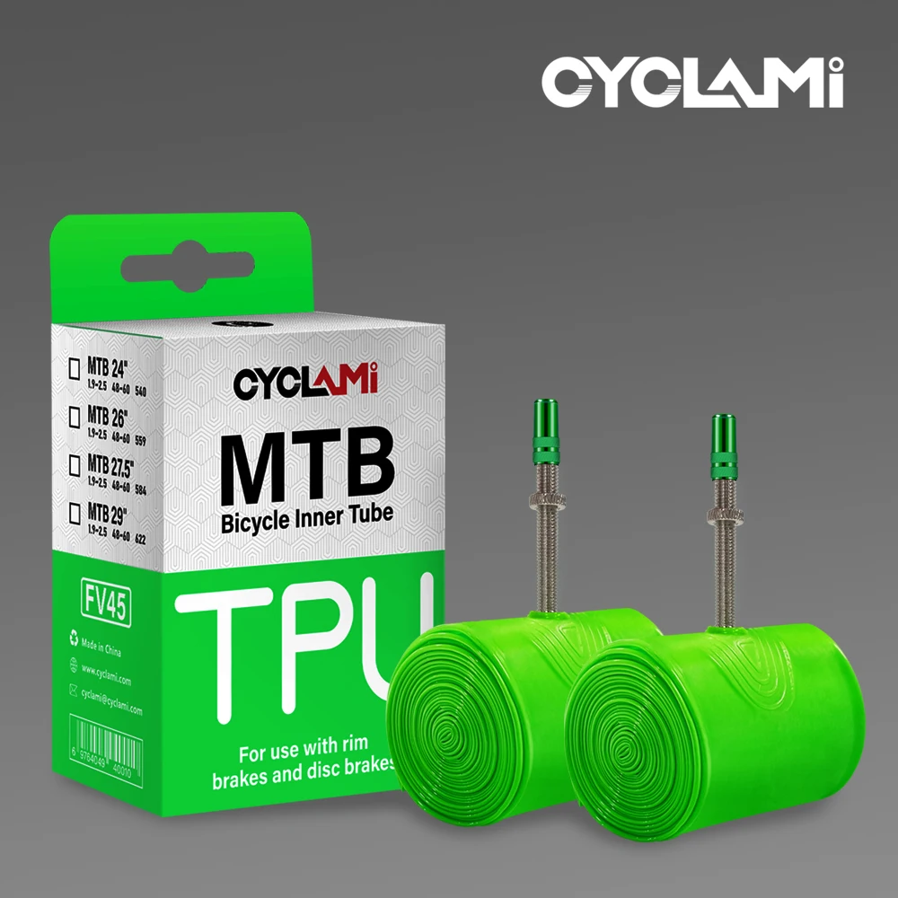 2 pezzi CYCLAMI camera d'aria ultraleggera per bici 26 27.5 29 pollici MTB bicicletta materiale TPU pneumatico per bicicletta 45mm valvola francese FV super leggero
