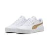 Sneaker PUMA "Carina 3.0 Aqua Metallics Sneakers Damen", Gr. 37.5, weiß (weiß light sand gold beige), Obermaterial: Synthetik, Textil; Futter: Textil; Innensohle: Textil; Laufsohle: Gummi, Schuhe