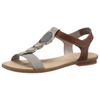 Riemchensandale RIEKER, Damen, Gr. 42, grau (grau, braun), Lederimitat, mehrfarbig, elegant, Schuhe, Sommerschuh, Sandalette, Blockabsatz, mit angesagtem Schmuckelement, Topseller