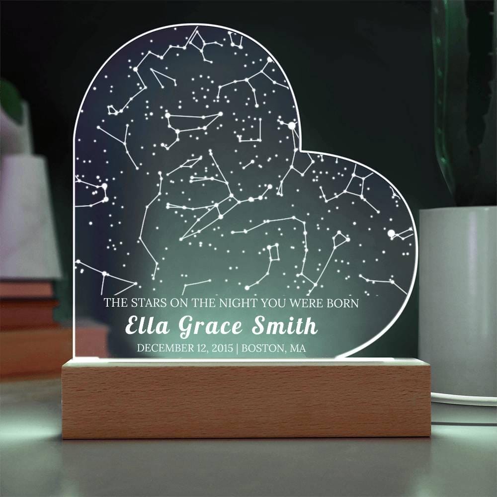 Le stelle nella notte in cui sei nato, regali personalizzati, mappa stellare personalizzata, regalo per lei, regalo per lui, regalo con le costellazio