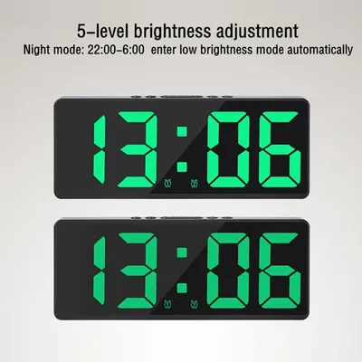 Multifunctional LED Number Clock Color Nightlight Temperature Calendar Alarm Large Digital