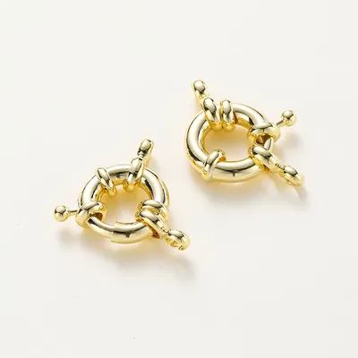 4pcs Brass 14K 18K Gold Chic Round Lobster Sailor Clasp Hooks Connectors Necklace for DIY Jewelry