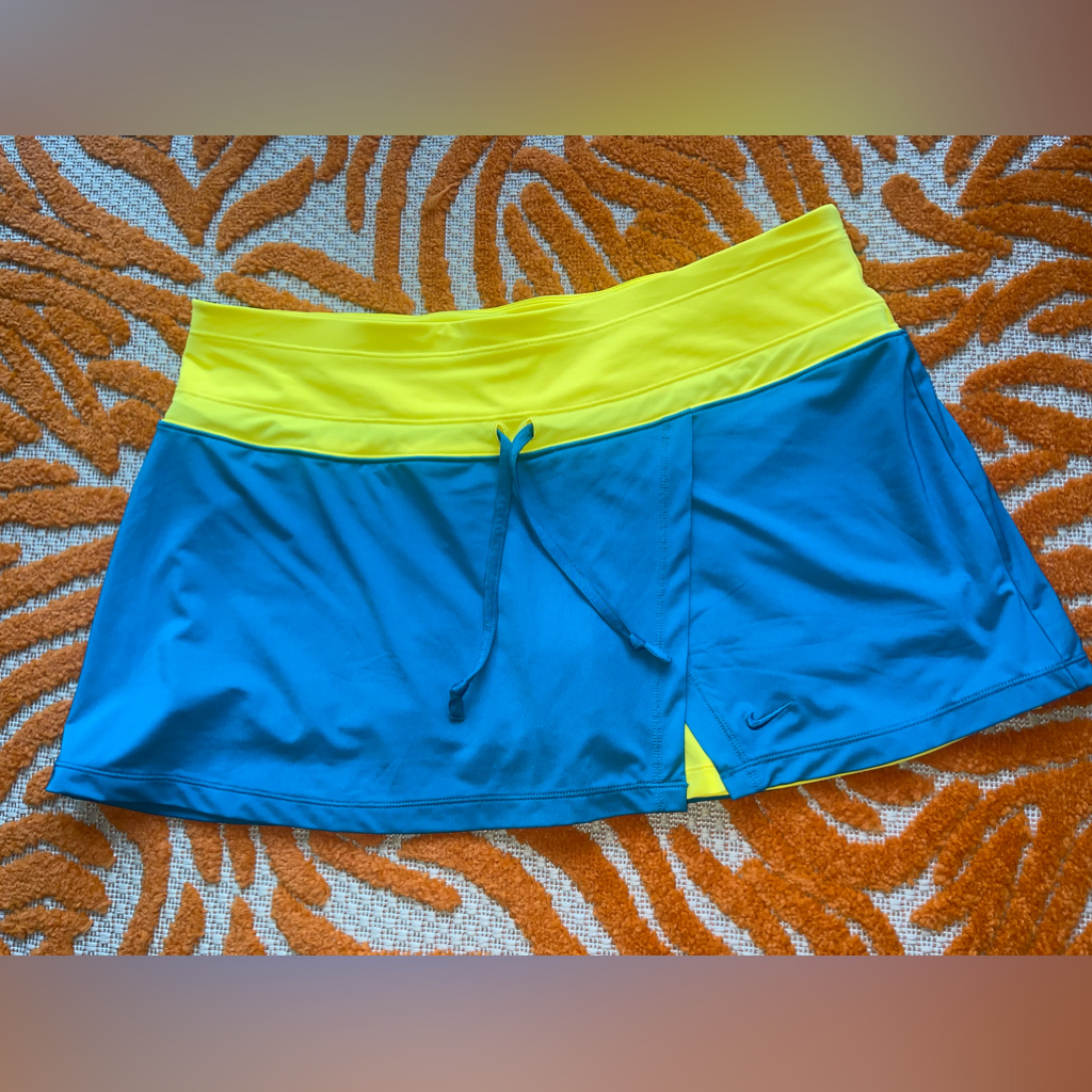 Nike Skirts | Turquoise + Yellow Fun Nike Tennis Skirt | Color: Blue/Yellow | Size: Xl