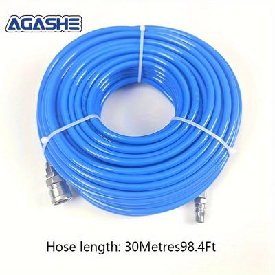 TEMU Agashe Flexible Polyurethane (pu) Air Hose 10/20/30m Connect And Plug - Acid And Resistant, Ideal For Air Compressors, Automotive Repairs, And Woodworking, Hose Pipe Image