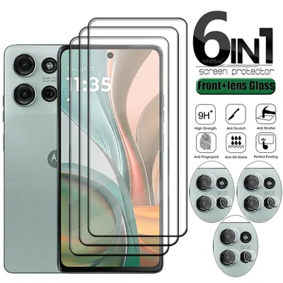 6-in-1 For Moto G75 Glass Motorola Moto G75 Tempered Glass Protecitve Full Cover HD 9H Screen Protector Moto G75 G 75 Lens Glass