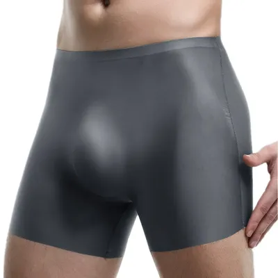Herren Unterwäsche Nahtlose Boxer Shorts Homme Solide Schlank Eis Seide Höschen Mann Atmungsaktive Image