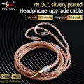Cavo di aggiornamento per auricolari audio HIFI placcato argentato 7N OCC MMCX 2 pin 4,4 mm 3,5 mm