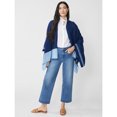 J.McLaughlin Women's Saara Cashmere Wrap in Color Block Navy/Light Blue