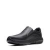 Slipper CLARKS "ClarksPro Step", Herren, Gr. 42, schwarz (schwarz leather), Leder, casual, Schuhe, Slip-On Sneaker, Schlupfschuh, Komfortschuh mit Gummizug