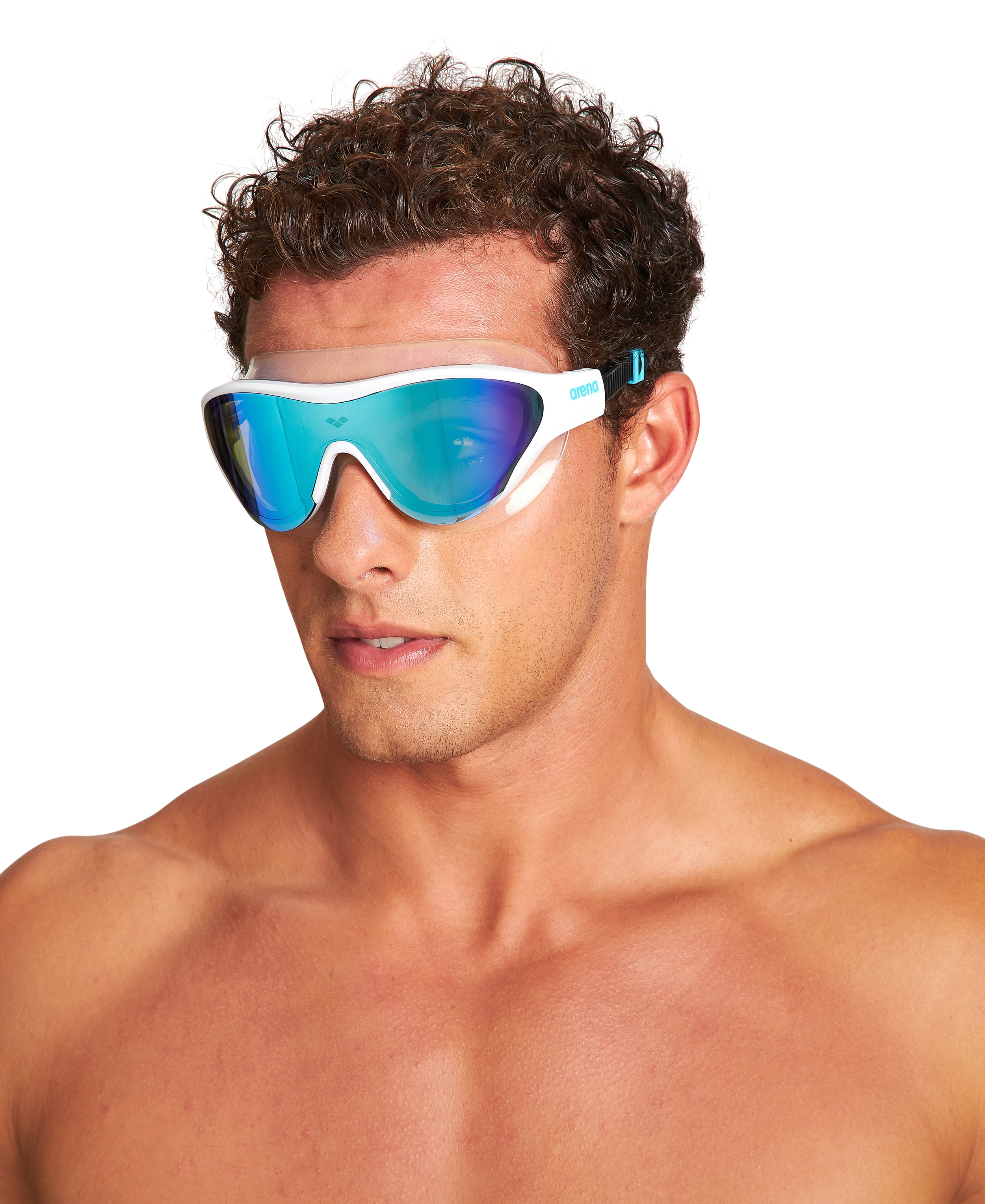 Schwimmbrille ARENA "THE ONE MASK MIRROR", weiß (blau, weiß, b), Sportbrillen, Damen Image