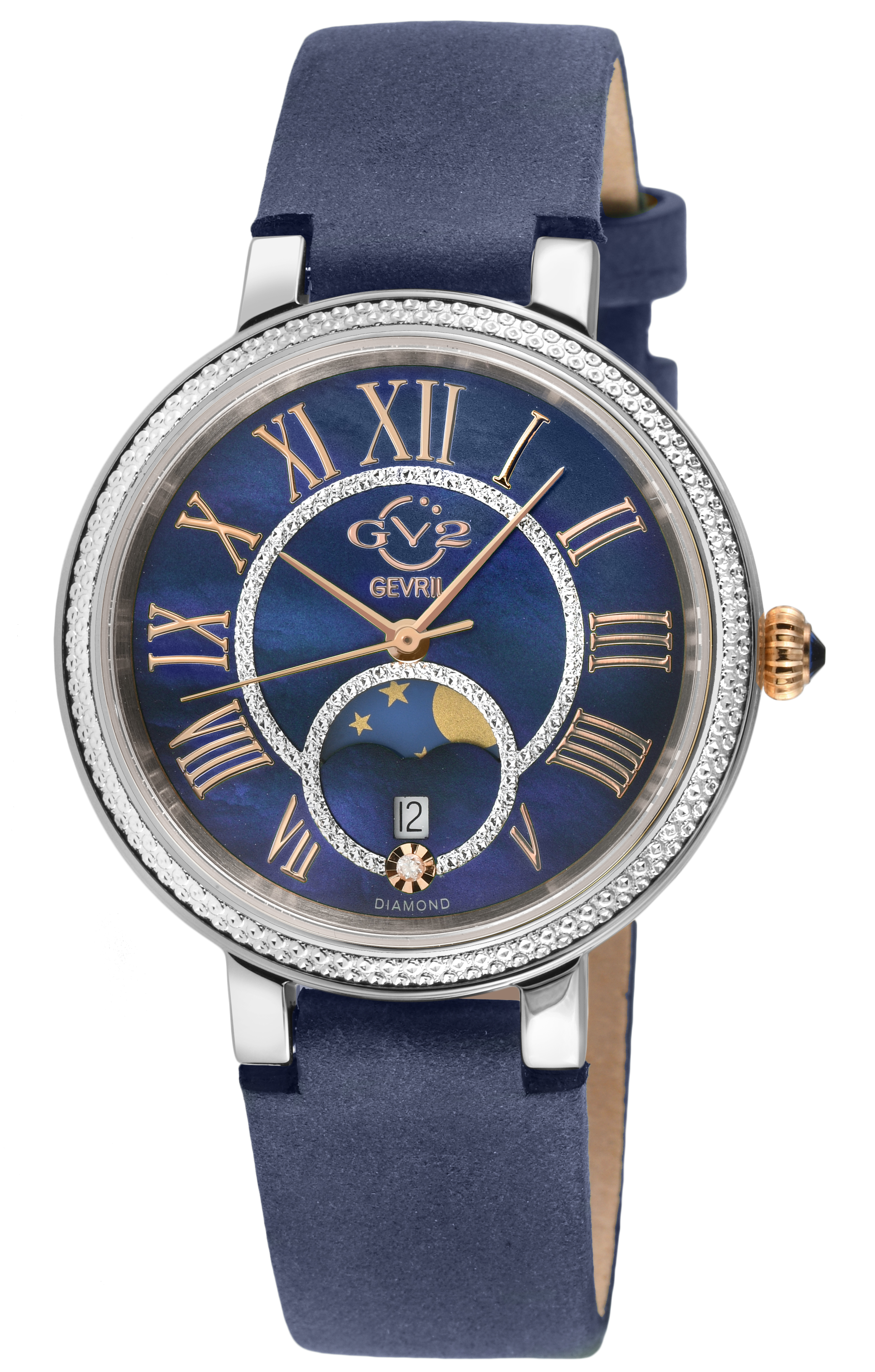 GV2 Frauen Genua, Blau MOP Zifferblatt, Authentic Handmade Blau Abisso Leder Uhr Image