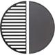 Wiltec - Set 1x Piastra in ghisa rigata + 1x Griglia in ghisa, forma a mezza luna, 55 x 26,5 cm,