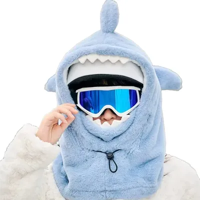 Winter Warm Ski Helmet Cover Comfortable Soft Fleece Skiing Head Warmer Cartoon Cute Cartoon Shark