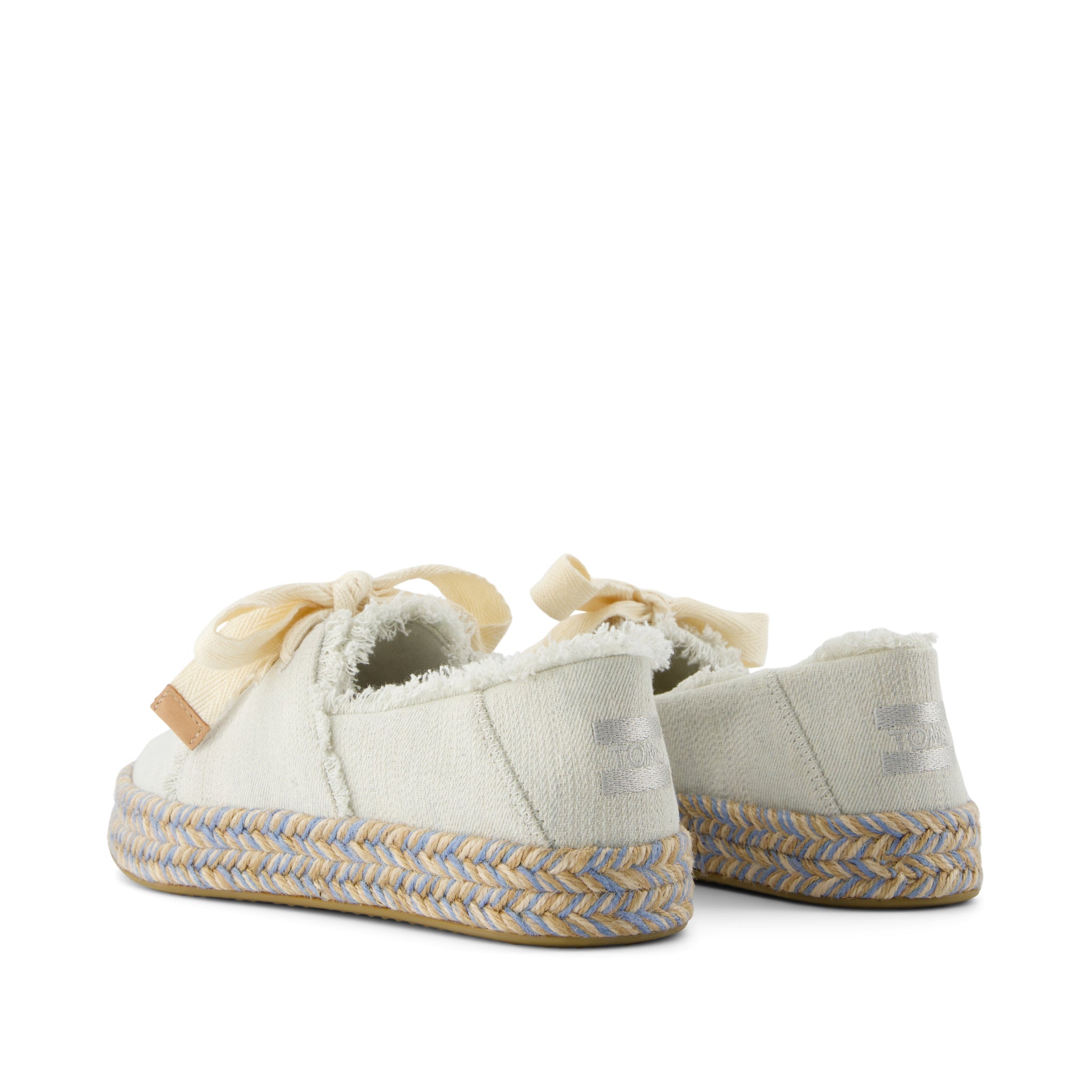 Women's Carolina Lace-Up Espadrille White Onyx Textured Denim | White/Blue | Size 6.5 | TOMS Official Site - Shoes, Accessories, & Apparel