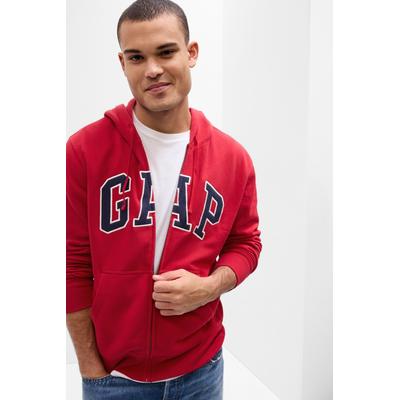 Gap Mens Red Logo Fleece-Lined Zip Up Hoodie - Red