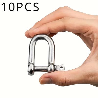 TEMU 10- M6 Steel D- Shackles, Heavy- D-shaped Snap , 304 Steel For Rigging, Vehicle Recovery, Towing, Lashing, Hanging, Image