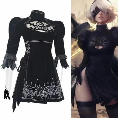 Anime Neil Automaten Cosplay 9s Yorha 2b Cosplay Set Herren-und Damen bekleidung Tarnung Kleidung Phantasie Party schwarz Kleid Image