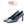 Frau 2024 Trend Heels für Frauen Metall dekoration Luxusmarke Pumps Square Toe High Heels Mode Party elegante Damenschuhe