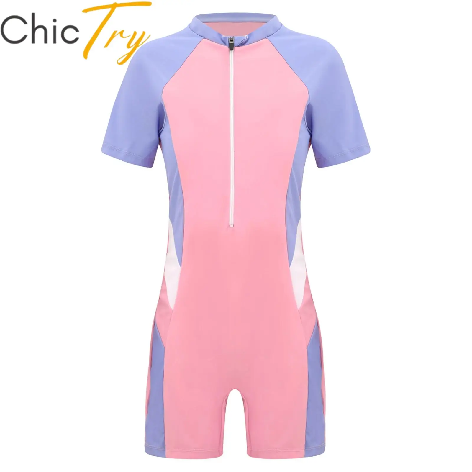 Einteiliger Badeanzug, Schwimmtrikot, kurzärmelig, gepolsterter Overall, Surfen, Badeanzug, Bademode, Pool, Party, Strand, Surfen, Rashguard Image