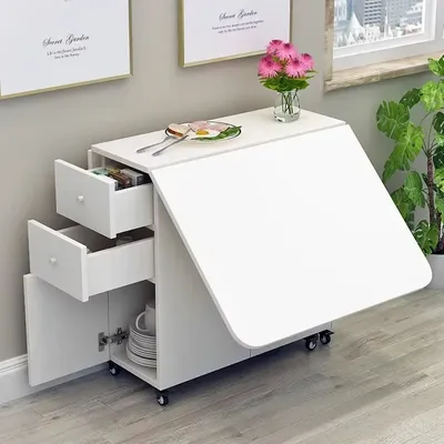 Folding dining table household small apartment locker simple modern multi-functional rectangular movable eating table