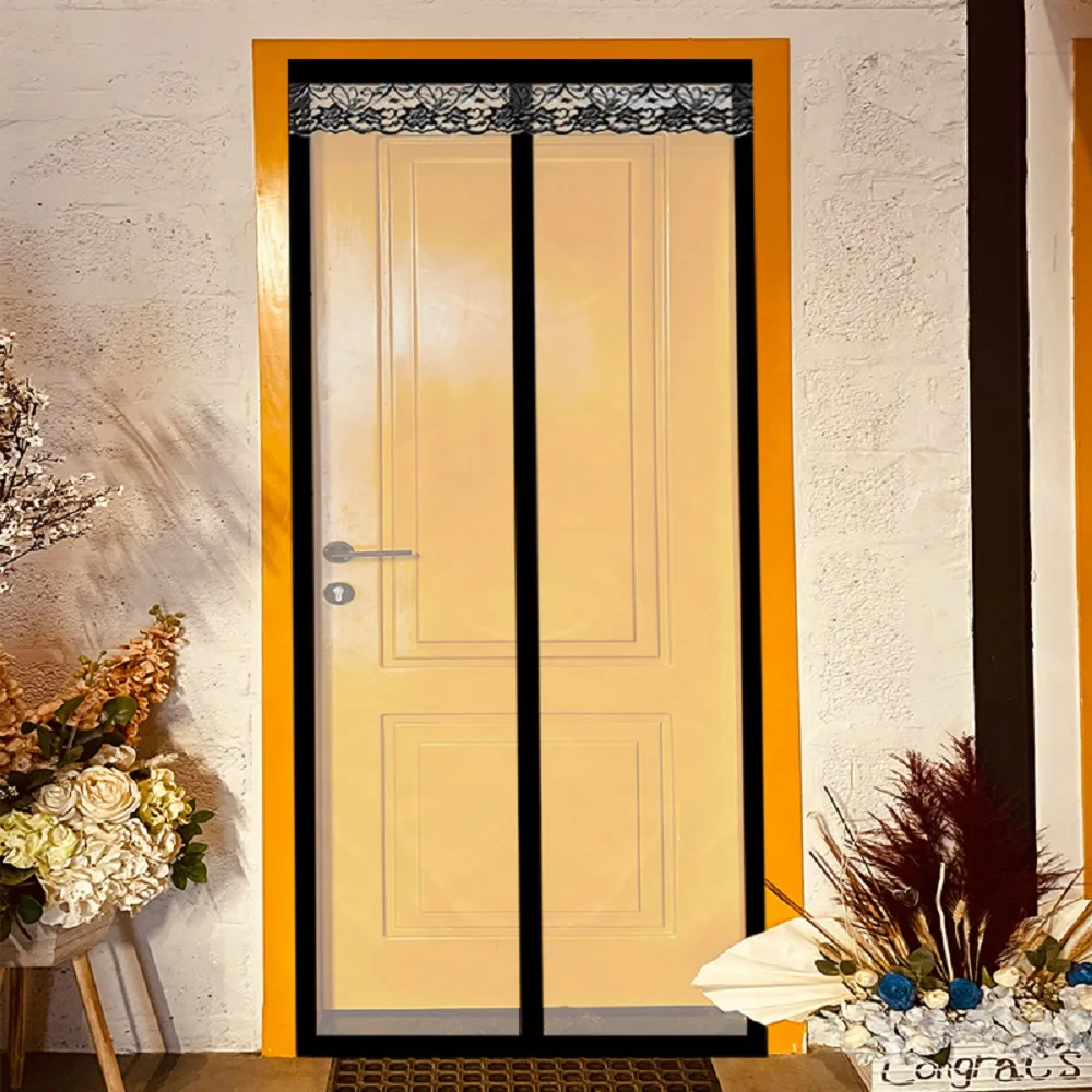 Isolierter Türvorhang, magnetische thermische Türabdeckung, Sichtschutz, Tür, selbstschließend, Sichtschutz, Türschutz, Freisprecheinrichtung für verschiedene Räume Image