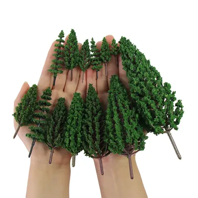 Model Pine Trees Green Pines Plastic For Forest O HO TT N Scale Model Railway Layout Miniature