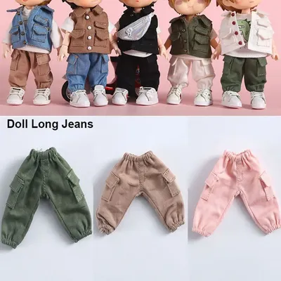 Dolls Long Overalls Doll Clothes Pant for 1/11 1/12 Doll Long Jeans Accessories Clothing Doll Pants