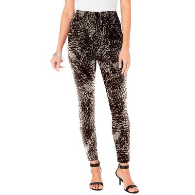 Plus Size Women's Ankle Length Essential Stretch Legging by Roaman's in Sandy Beige Reptile (Size 1X) Activewear Workout Yoga Pants
