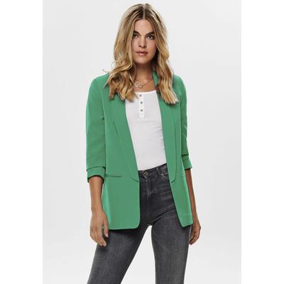 Kurzblazer ONLY "ONLELLY 3/4 LIFE BLAZER TLR NOOS", Damen, Gr. 32 (XXS), grün (simply grün), Web, Obermaterial: 95% Polyester, 5% Elasthan, unifarben, modisch, sehr figurbetont normal, 3/4-Ärmel, Blazer, mit 3/4 Ärmel Image