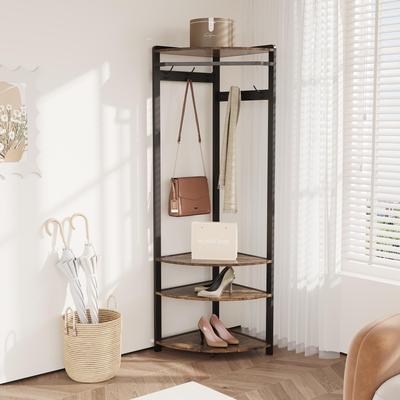 Corner Coat Rack With 6 Double Hooks