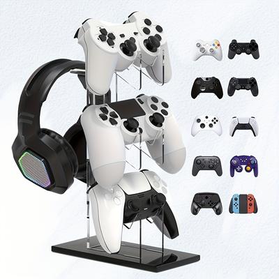 TEMU 3-tier Acrylic Gaming Controller & Headphone Stand - Fit For Ps5, Ps4, , And More - Sleek Black Organizer Rack For With Multi-level Accessory Storage, Gaming Accessories