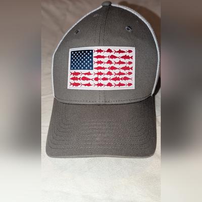 Columbia Accessories | Columbia Pfg Hat American Flag Patch Fish Sz S/M Mesh Back Fitted Outdoor Sport | Color: Blue/White | Size: S/M