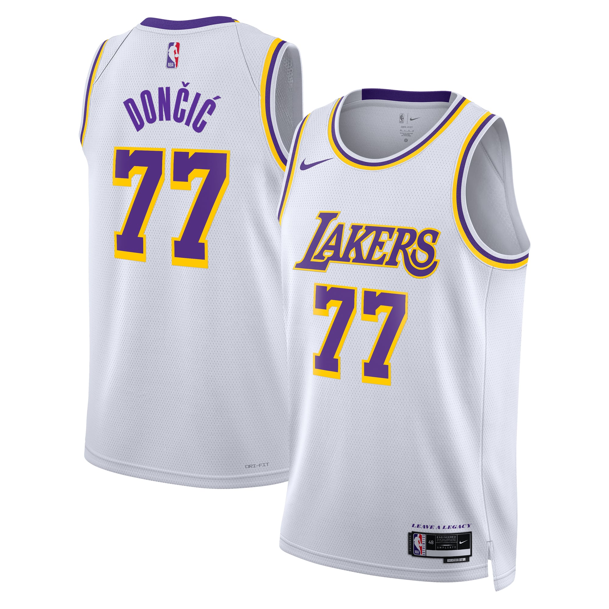 Maillot Nike Association Edition Swingman des Lakers de Los Angeles - Blanc - Luka Dončić - Unisexe - Homme Taille: L