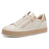 Plateausneaker MARCO TOZZI, Damen, Gr. 36, beige (creme kombiniert), Lederimitat, metallic, sportlich, Schuhe, Freizeitschuh, Halbschuh, Schnürschuh mit Außenreißverschluss