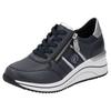 Keilsneaker REMONTE, Damen, Gr. 40, silber (nachtblau, silberfarben), Leder, Lederimitat, kontrastfarbene Details, sportlich, Schuhe Sneaker, Freizeitschuh, Halbschuh, Schnürschuh mit Metallic-Kontrastbesätzen