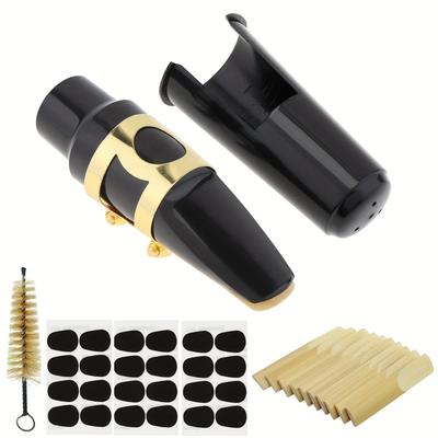 TEMU Alto Saxophone Mouthpiece Kit With , 10 Reeds Size 2.5, 24 Pads, Cleaning Brush - Complete Sax Mouthpiece Set Image